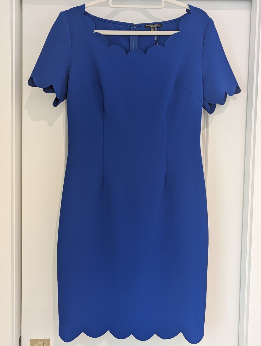 Alberto Makali Cobalt Royal Blue Scallop Sheath Dress NWT Size 8